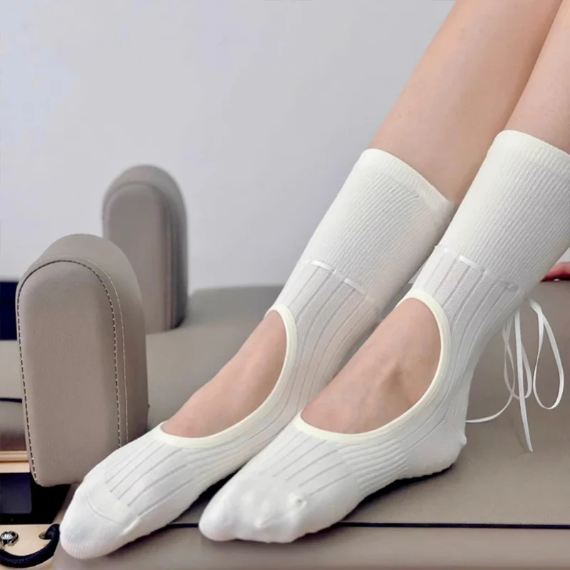 Youtube Yoga Pilates - Fashion Women Yoga Socks Ribbons Exposed
