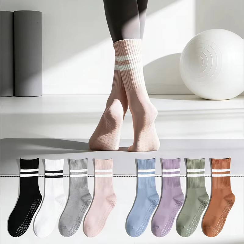 Youtube Yoga Pilates - 1/2/3Pair Sports Socks Cotton Mid-Tube Bottom