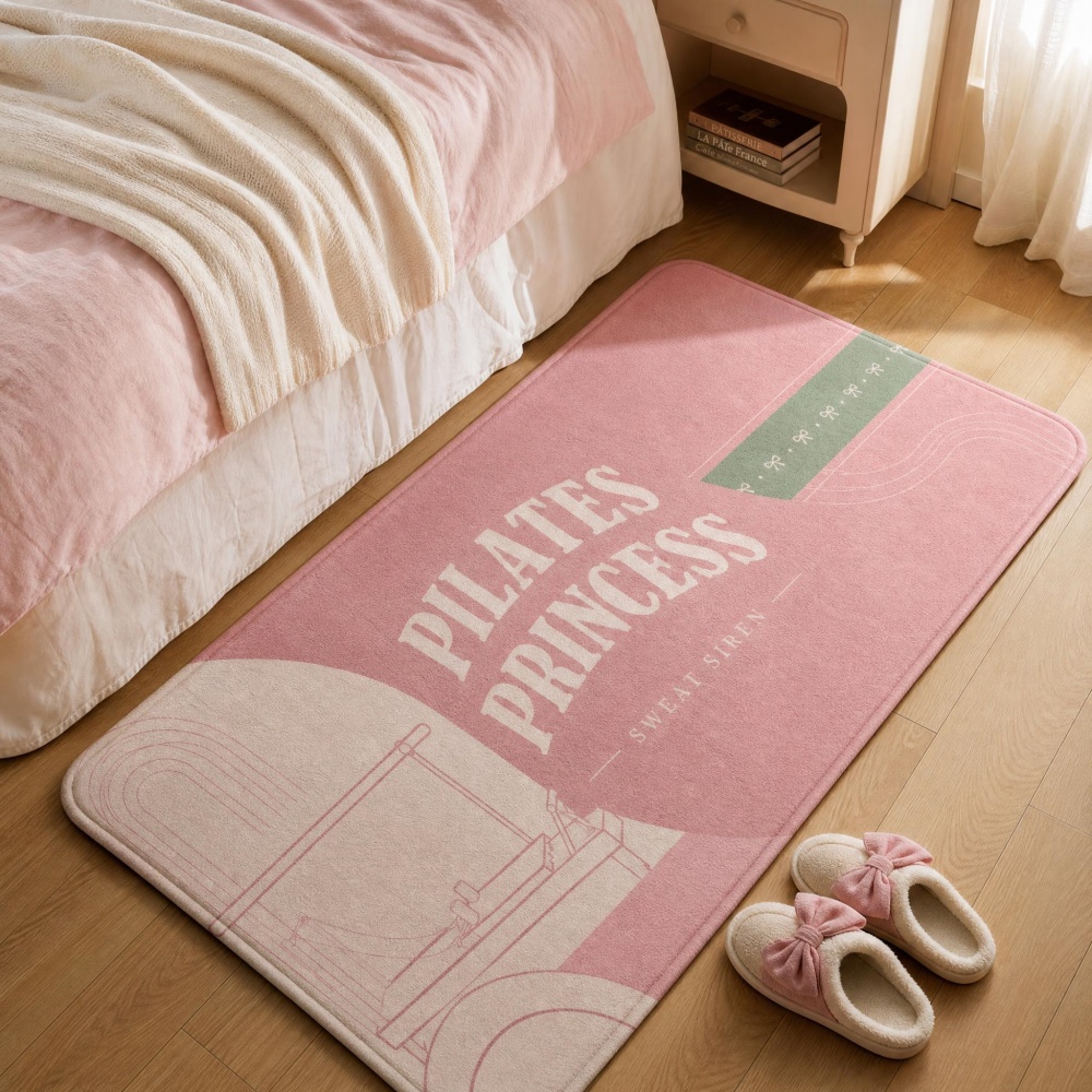 Pilates Yoga Room - Soft Flannel Rectangular Floor Rug Pink