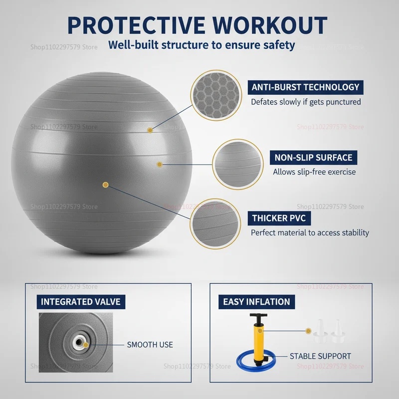 Anti-Burst Yoga Ball with Pump - Pilates Toning Ball review and price