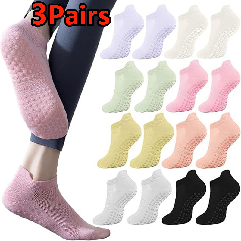 3 Pairs Yoga Socks for Women B - Youtube Yoga Pilates review and price