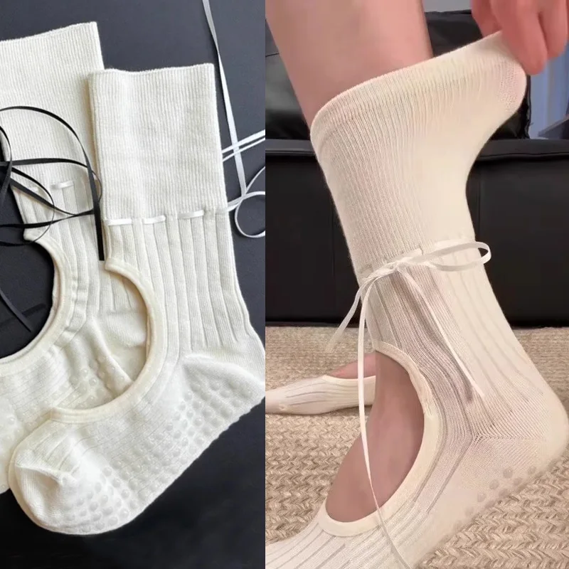 Fashion Women Yoga Socks Ribbo - Youtube Yoga Pilates review and price