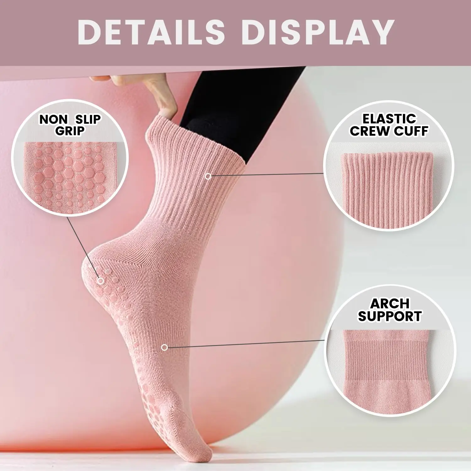 4 pairs of women's yoga socks, - Pilates Yoga &A review and price