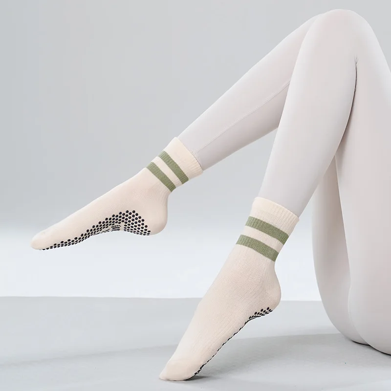 Yoga Sock Women Cotton Stripe  - Youtube Yoga Pilates review and price