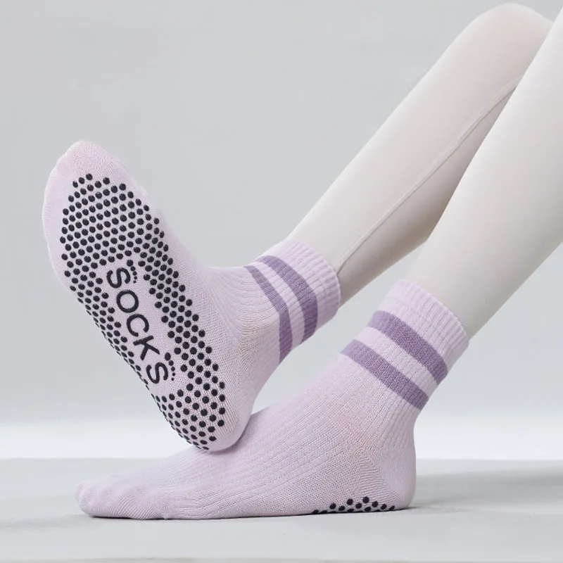 Yoga Sock Women Cotton Stripe  - Youtube Yoga Pilates review and price